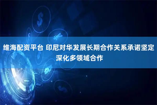 维海配资平台 印尼对华发展长期合作关系承诺坚定 深化多领域合作